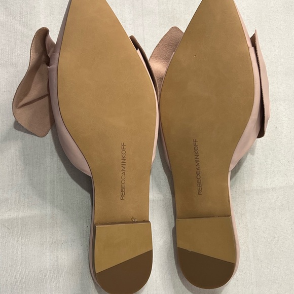 Rebecca Minkoff pale pink Alexis leather bow flat mules size 8 FLAW NWOB - Picture 8 of 14